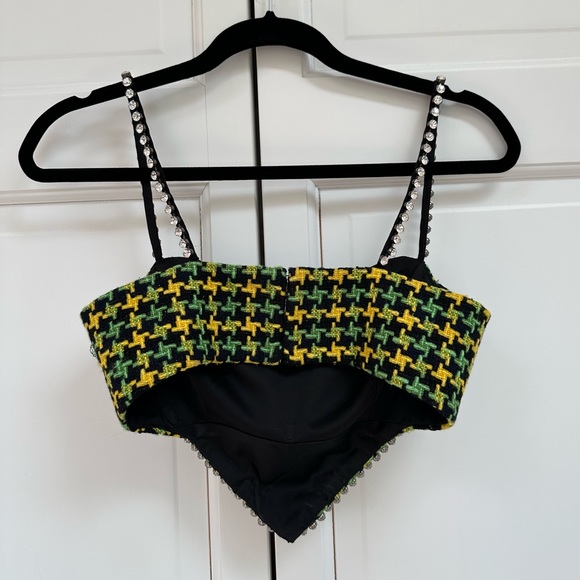 AREA NYC ✨GREEN TWEED CRYSTAL HEART TOP - Picture 13 of 15